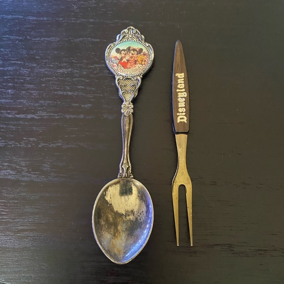 Vintage Disneyland tea-spoon and 2 prong fork. - Picture 1 of 5